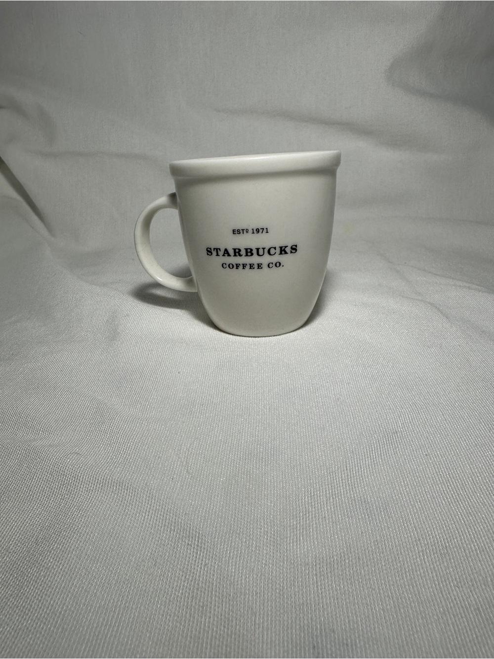 Starbucks White Ceramic Mug with Black Logo Text